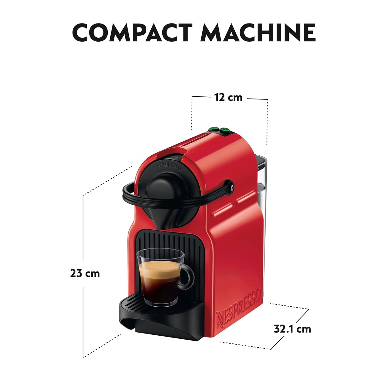 NESPRESSO Inissia C40 Red Coffee MachineKitchen AppliancesWith a tiny footprint, compact, lightweight and equipped with an ergonomic handle, the Nespresso Inissia is a smart little coffee machine to make your life easier. Inissia is available in a full pa